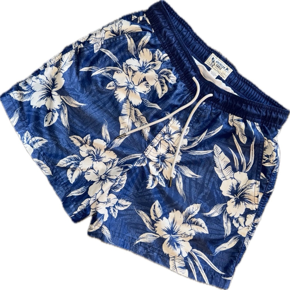 American Eagle Outfitters Blue Floral Men's Swim Bermudas